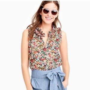 J. Crew Liberty Thorpe Floral Ruffle Tank Shirt Top Women’s Size 0